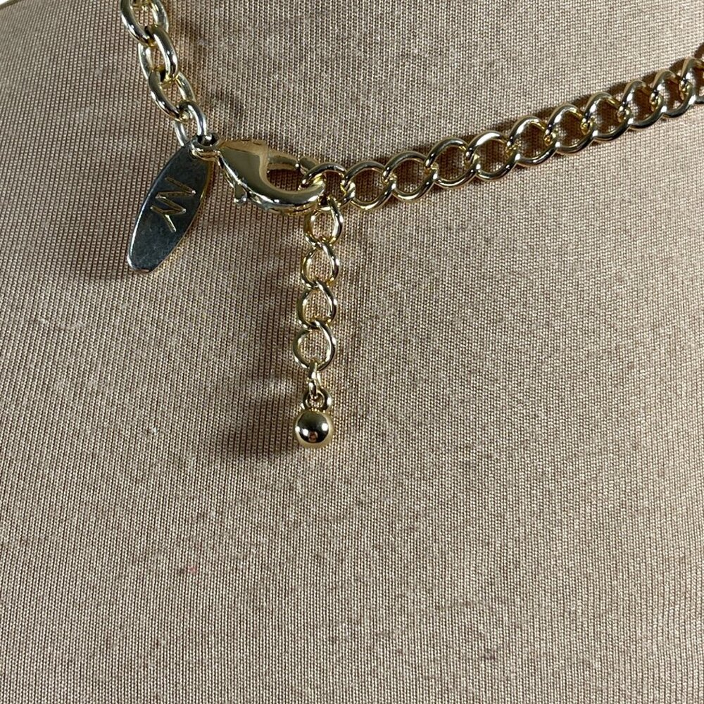 New York & Co Choker Necklace Band Rigid Gold Tone Clasp - Picture 3 of 4